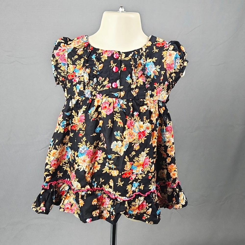 CHALK - Infant Dress - Black/Floral - Size 12-18months